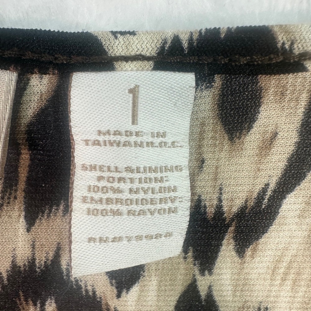 Chico's Blouse Women M size 8 Brown Leopard Print V-Neck Cold Shoulder - Picture 4 of 9
